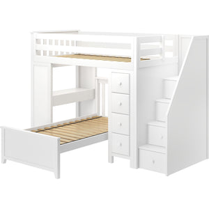 Jackpot Deluxe Chester Staircase Loft Bed Desk + Dresser + Twin Bed