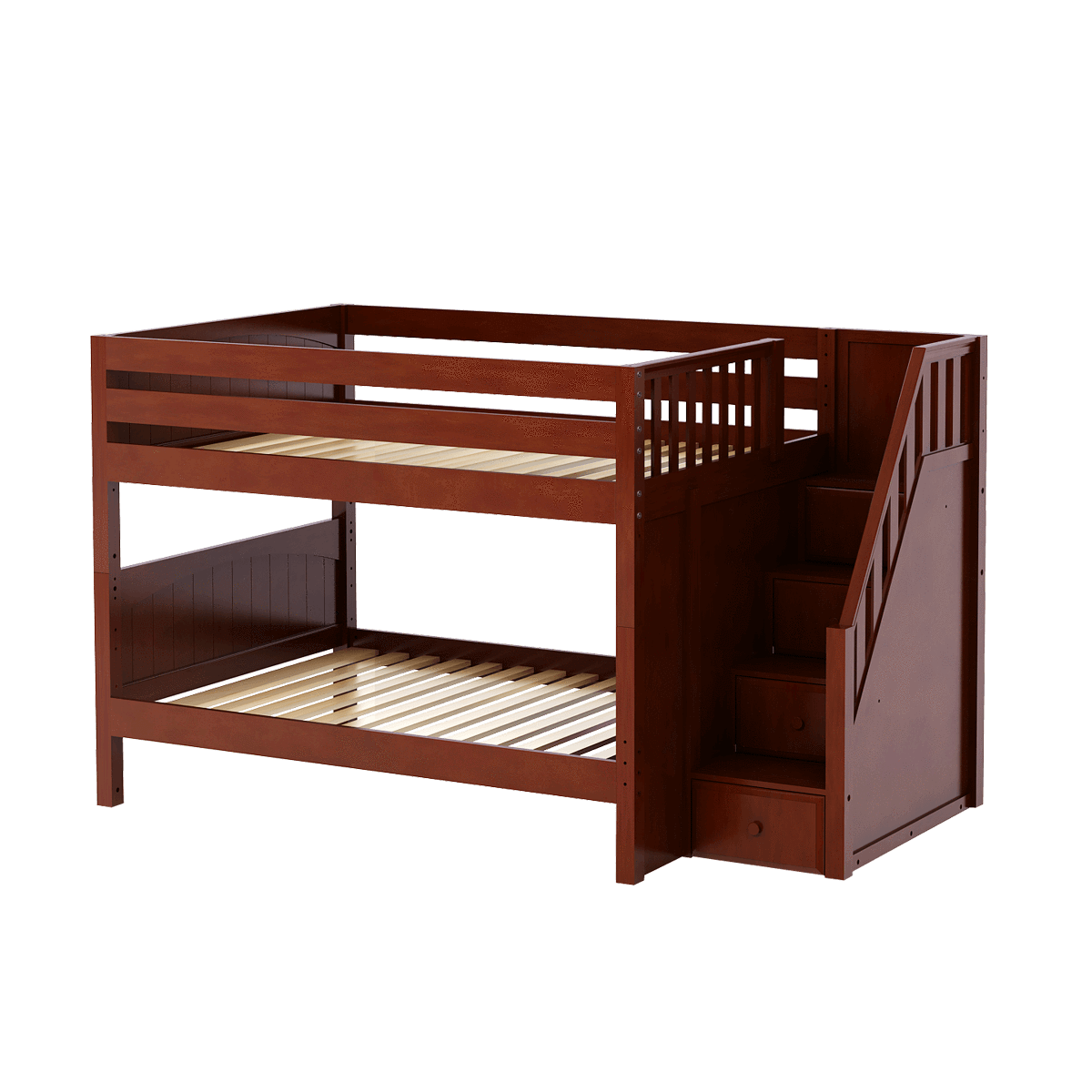 Maxtrix Full Low Bunk Bed with Stairs