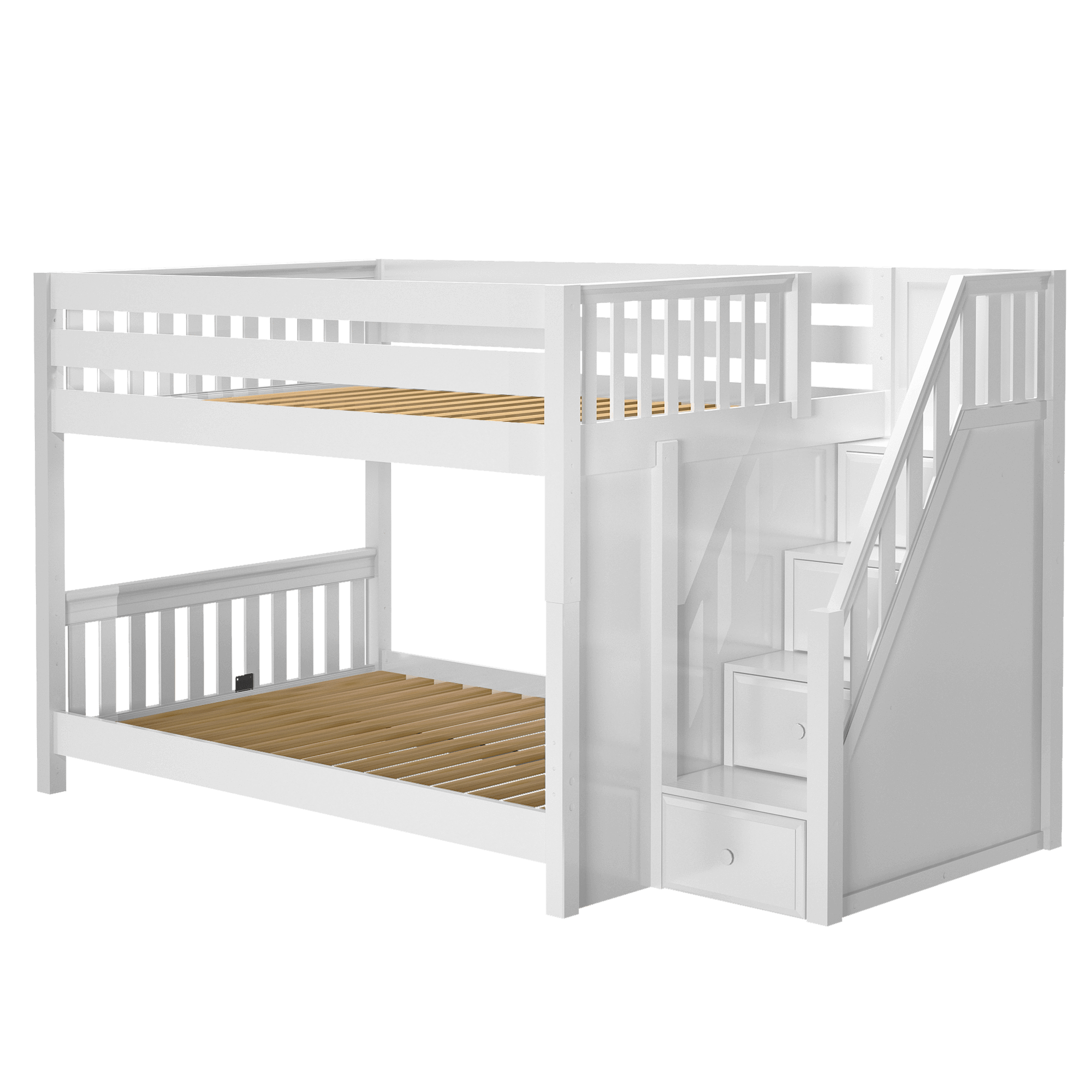 Maxtrix Full XL Low Bunk Bed with Stairs