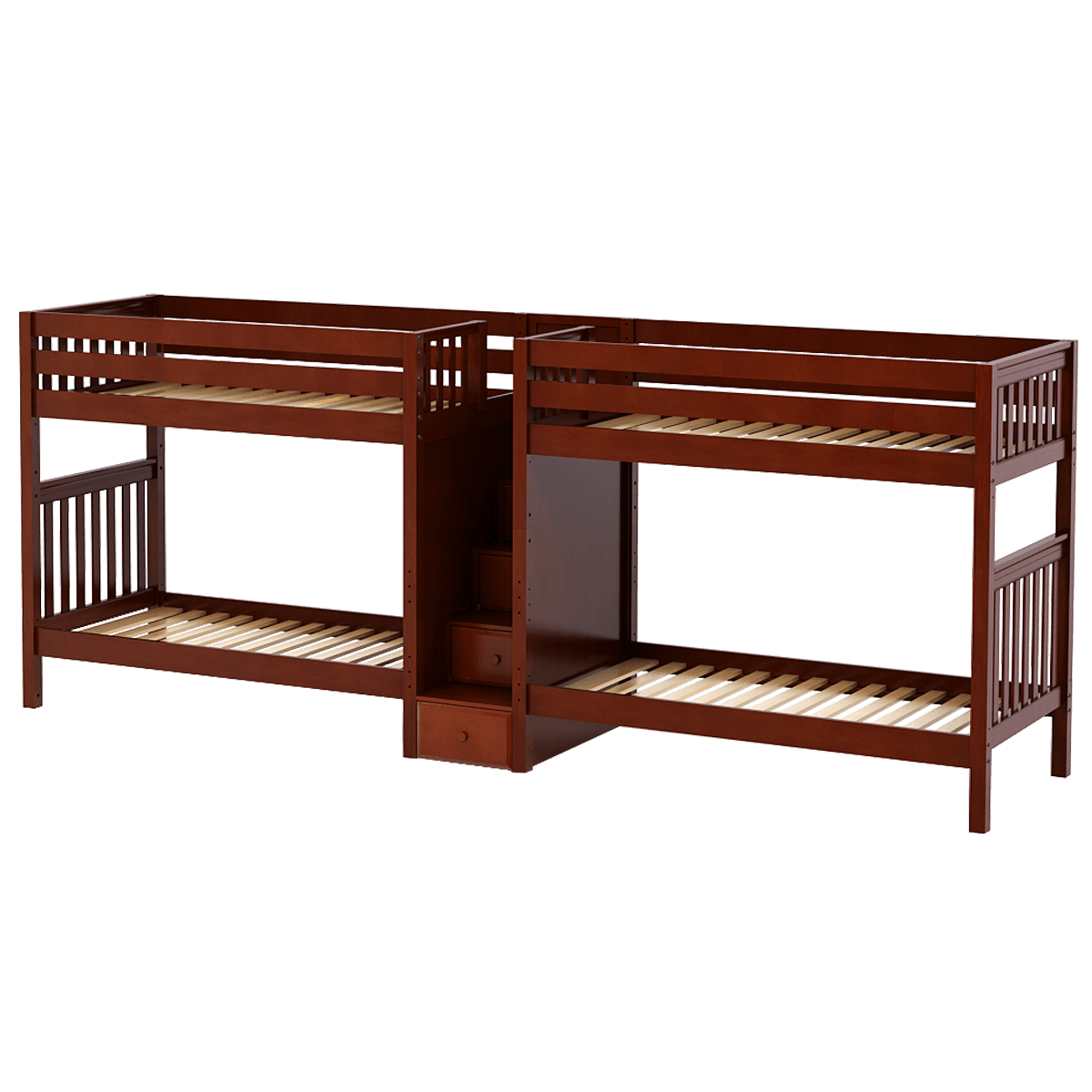 Maxtrix Twin High Quadruple Bunk Bed with Stairs