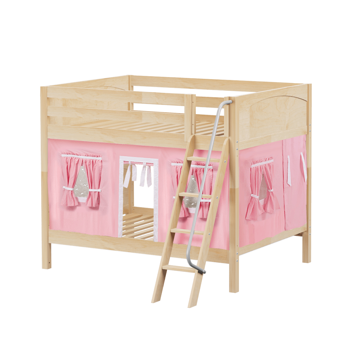 Maxtrix Full Medium Bunk Bed with Angled Ladder + Curtain