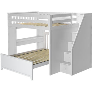 Jackpot Deluxe Fulham Full over Full L-Shape Bunk with Staircase + Desk