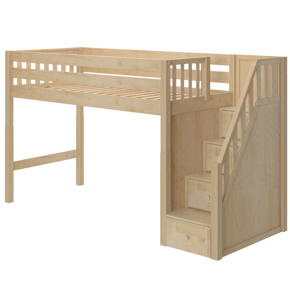 Maxtrix Twin XL Mid Loft Bed with Stairs