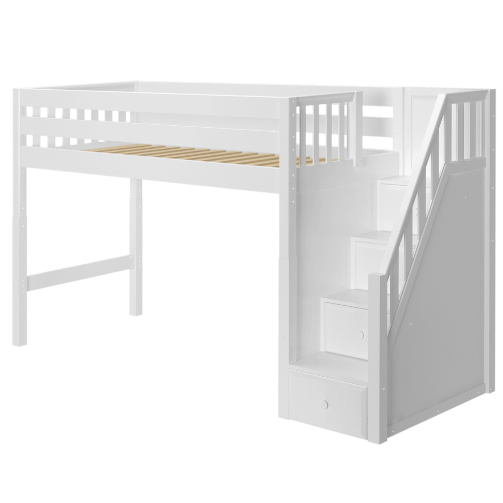 Maxtrix Twin XL Mid Loft Bed with Stairs