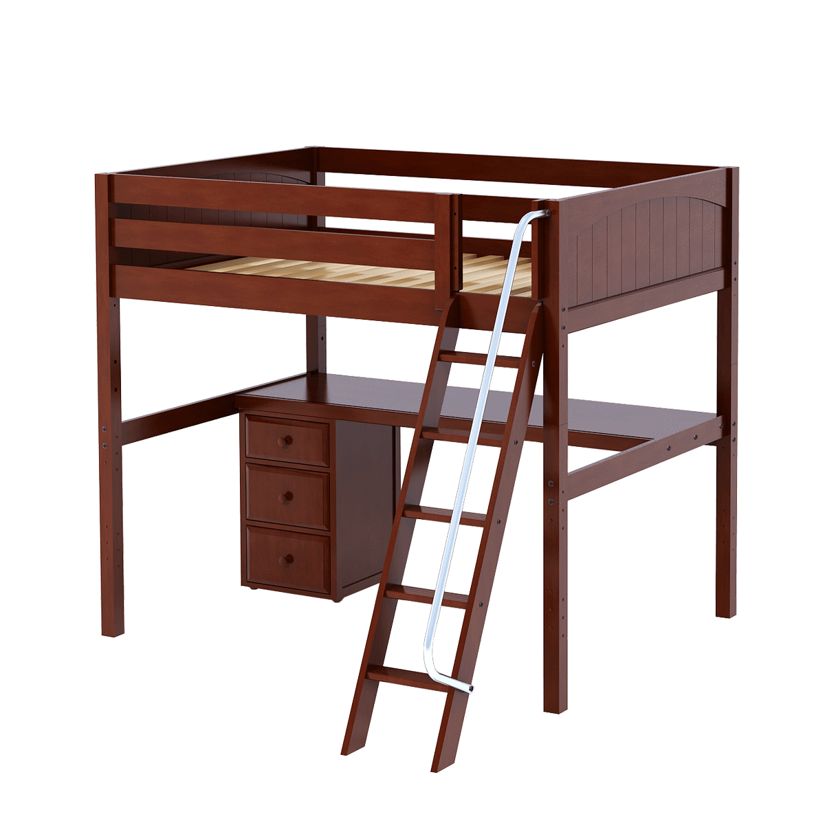 Maxtrix Full High Loft Bed with Angled Ladder + Desk