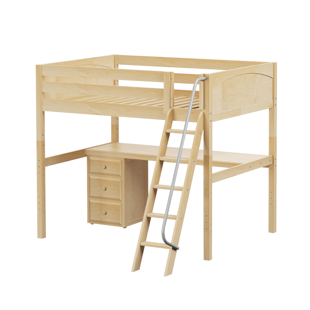 Maxtrix Full High Loft Bed with Angled Ladder + Desk