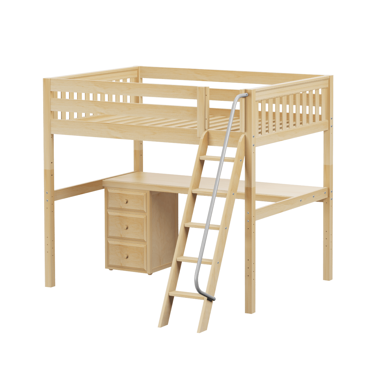 Maxtrix Full High Loft Bed with Angled Ladder + Desk