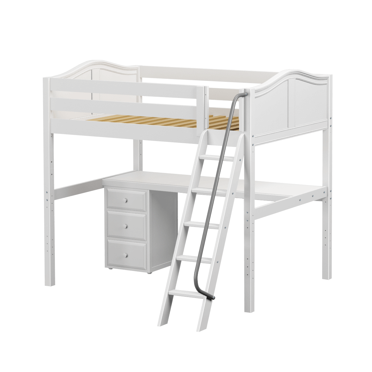 Maxtrix Full High Loft Bed with Angled Ladder + Desk