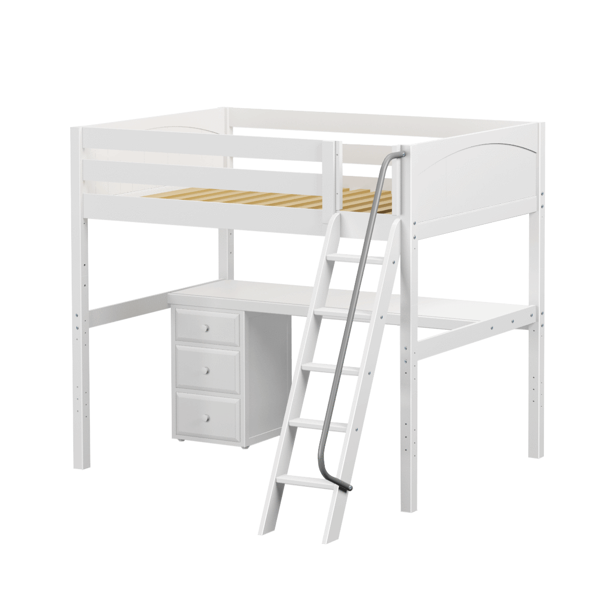 Maxtrix Full High Loft Bed with Angled Ladder + Desk