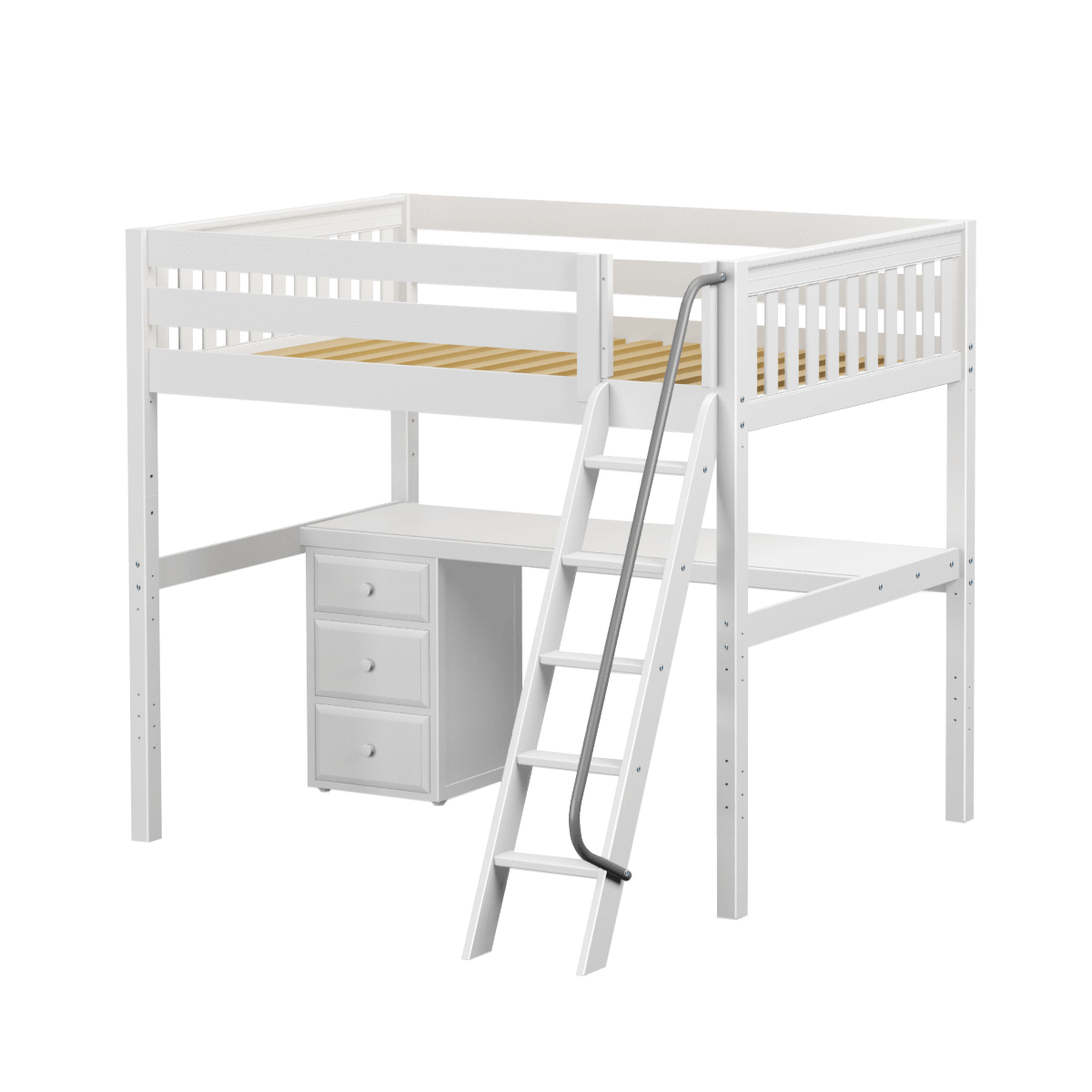 Maxtrix Full High Loft Bed with Angled Ladder + Desk