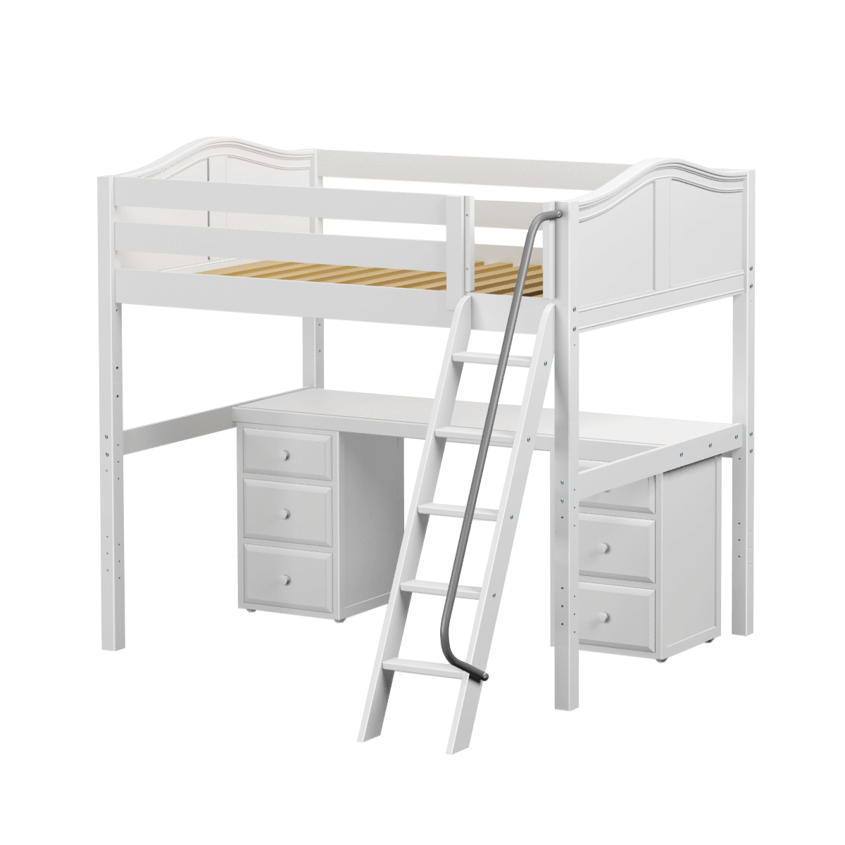 Maxtrix Full High Loft Bed with Angled Ladder + Desk