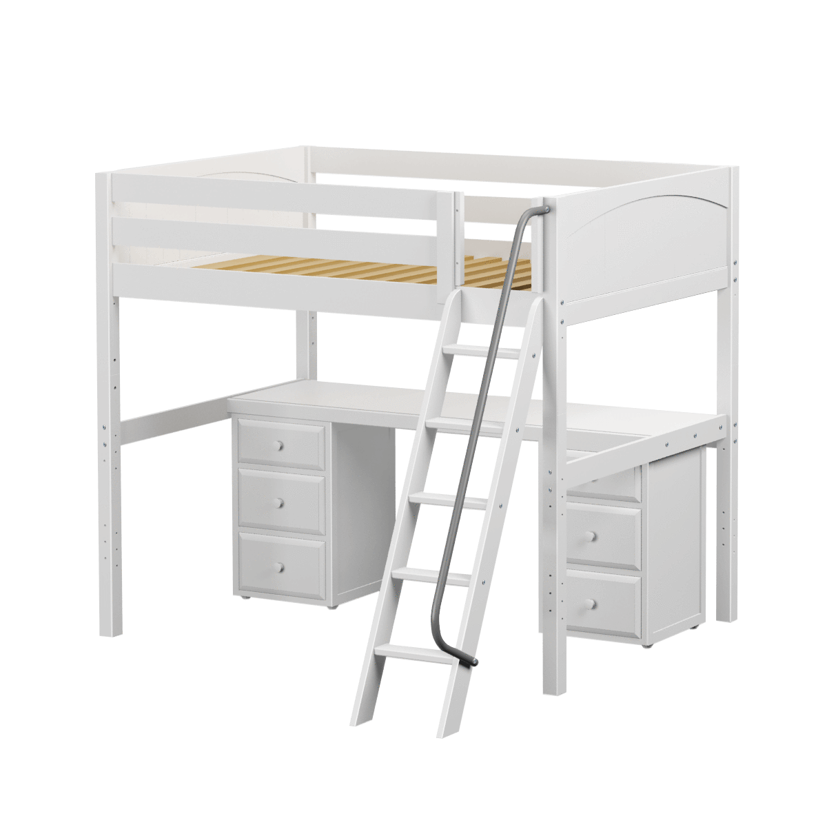 Maxtrix Full High Loft Bed with Angled Ladder + Desk