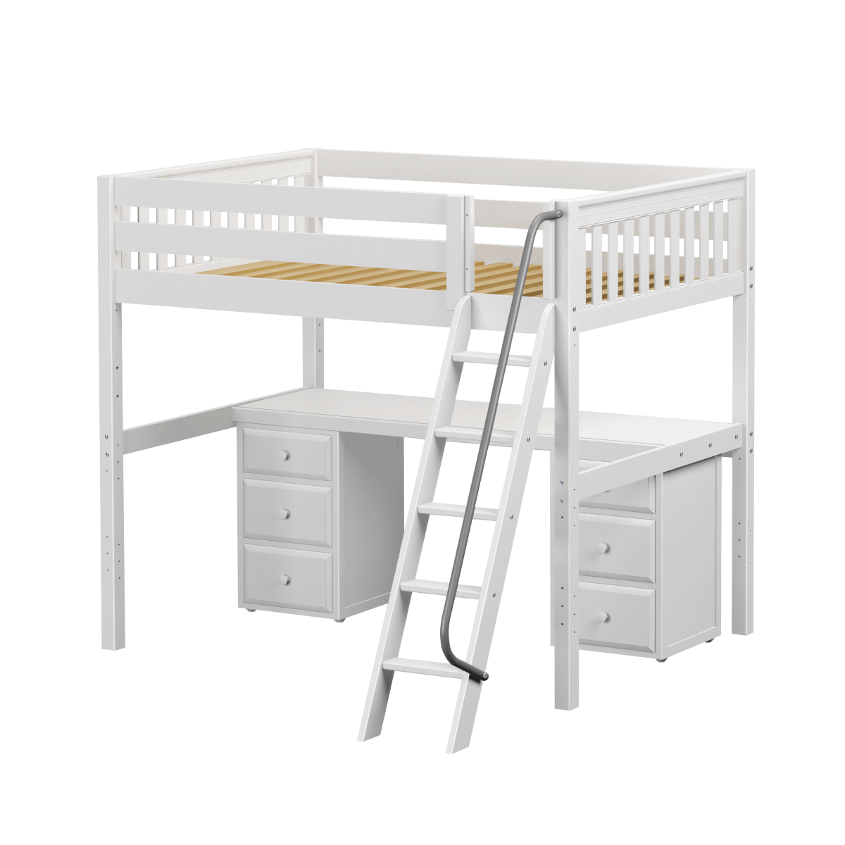 Maxtrix Full High Loft Bed with Angled Ladder + Desk