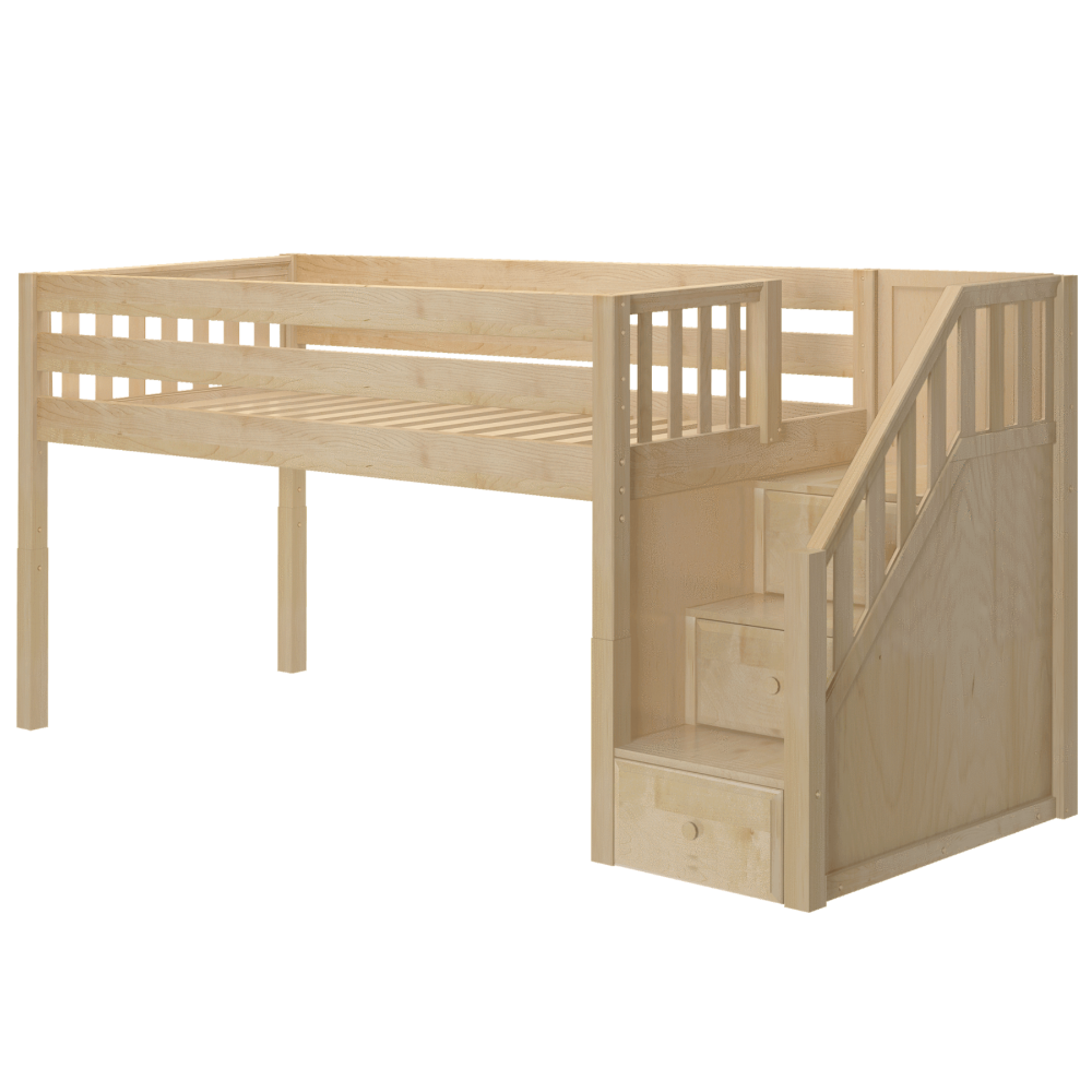 Maxtrix Twin XL Low Loft Bed with Stairs