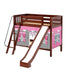 Maxtrix Twin Medium Bunk Bed with Angled Ladder, Curtain + Slide