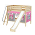 Maxtrix Twin Medium Bunk Bed with Angled Ladder, Curtain + Slide