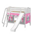 Maxtrix Twin Medium Bunk Bed with Angled Ladder, Curtain + Slide