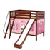 Maxtrix Twin Medium Bunk Bed with Angled Ladder, Curtain + Slide