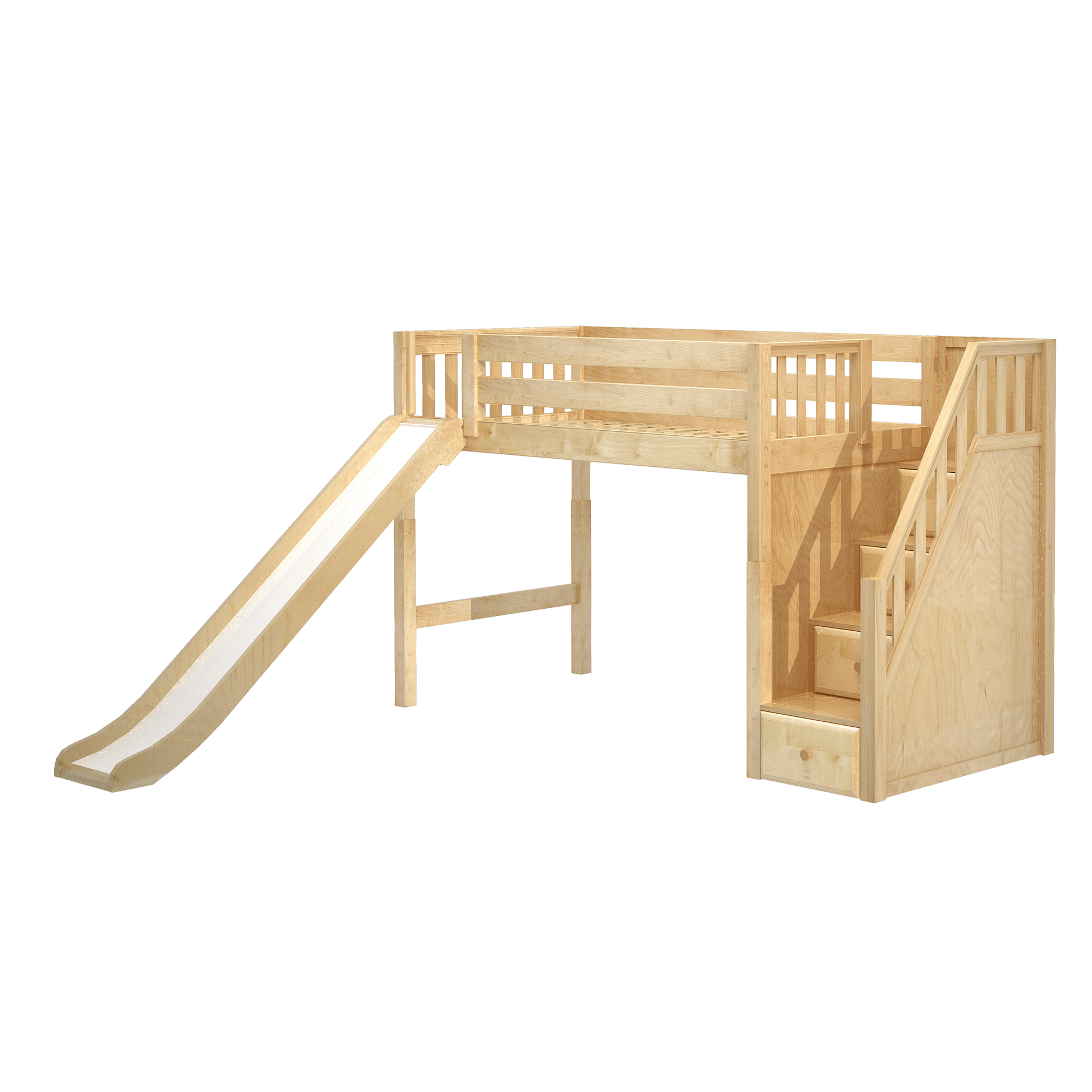 Maxtrix Twin Mid Loft Bed with Stairs + Slide