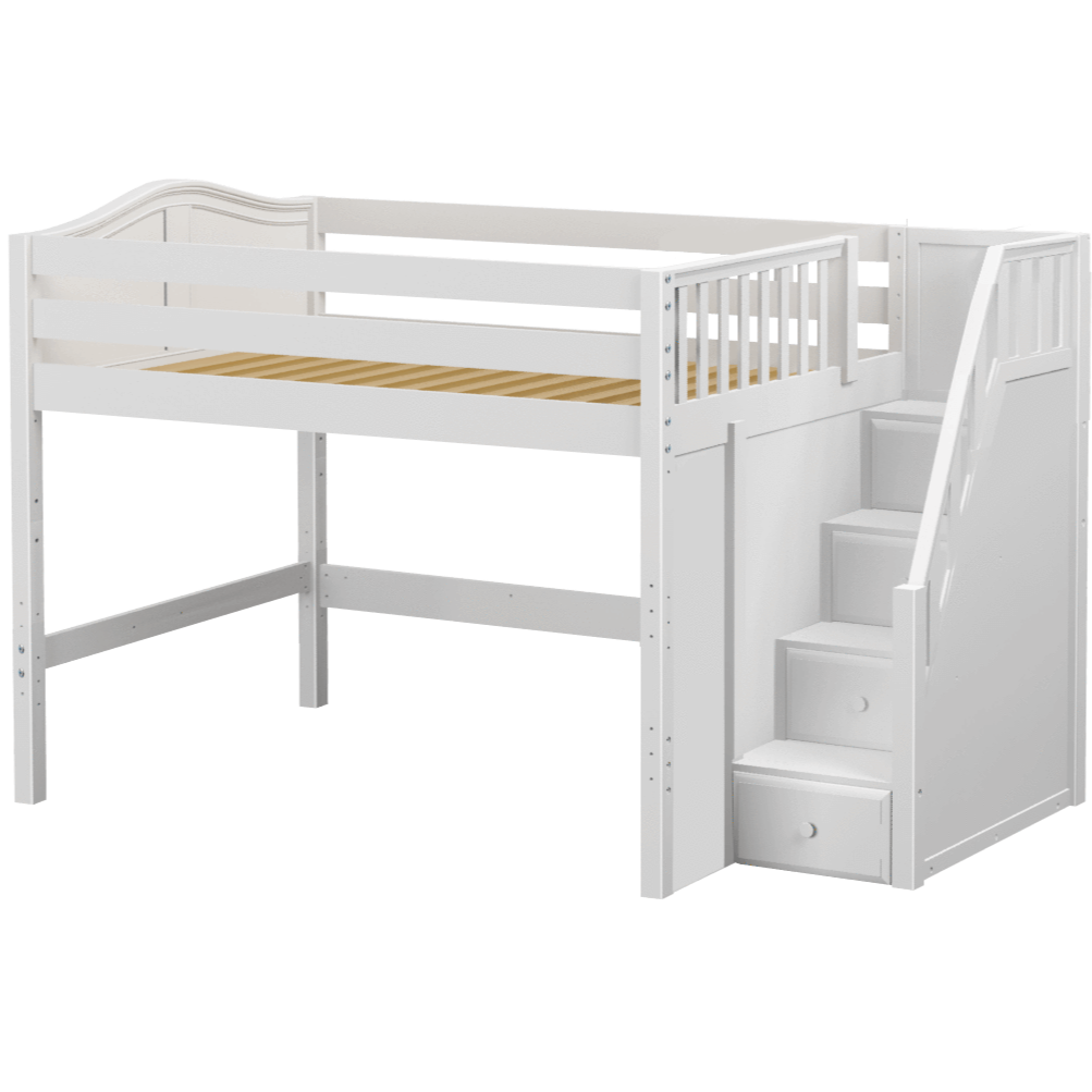 Maxtrix Full Mid Loft Bed with Stairs