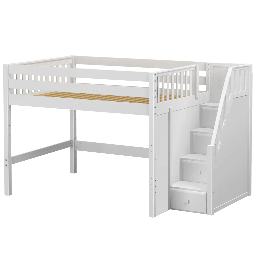 Maxtrix Full Mid Loft Bed with Stairs