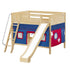 Maxtrix Full Medium Bunk Bed with Angled Ladder, Curtain + Slide