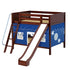 Maxtrix Full Medium Bunk Bed with Angled Ladder, Curtain + Slide