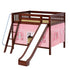 Maxtrix Full Medium Bunk Bed with Angled Ladder, Curtain + Slide