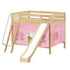 Maxtrix Full Medium Bunk Bed with Angled Ladder, Curtain + Slide