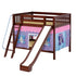 Maxtrix Full Medium Bunk Bed with Angled Ladder, Curtain + Slide