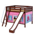 Maxtrix Full Medium Bunk Bed with Angled Ladder, Curtain + Slide