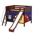 Maxtrix Full Medium Bunk Bed with Angled Ladder, Curtain + Slide