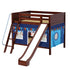 Maxtrix Full Medium Bunk Bed with Angled Ladder, Curtain + Slide