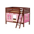 Maxtrix Twin Low Bunk Bed with Angled Ladder + Curtain