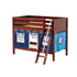 Maxtrix Twin Low Bunk Bed with Angled Ladder + Curtain