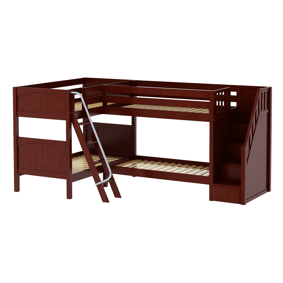Maxtrix Twin Medium Corner Bunk Bed with Ladder + Stairs - R