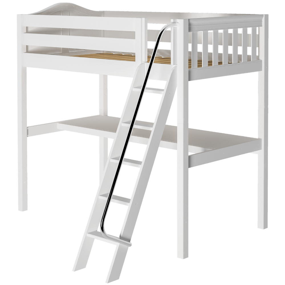 Maxtrix Twin High Loft Bed with Angled Ladder + Desk