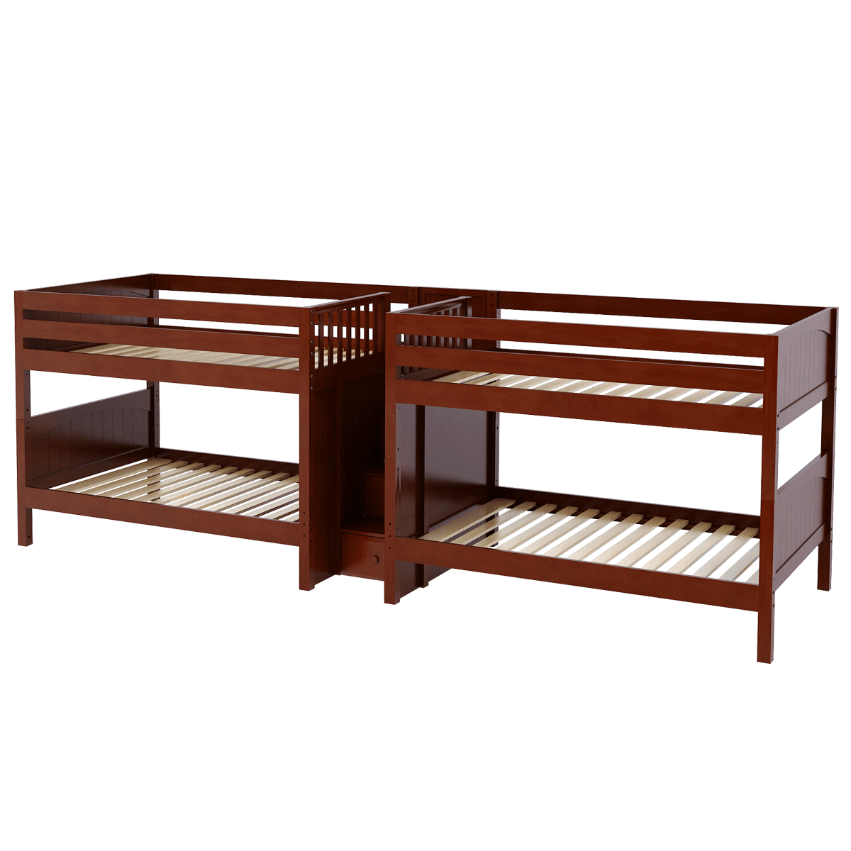 Maxtrix Full Low Quadruple Bunk Bed with Stairs