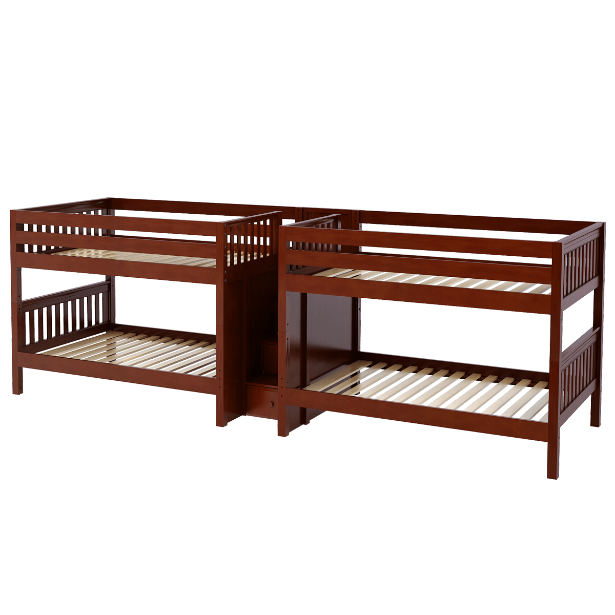 Maxtrix Full Low Quadruple Bunk Bed with Stairs