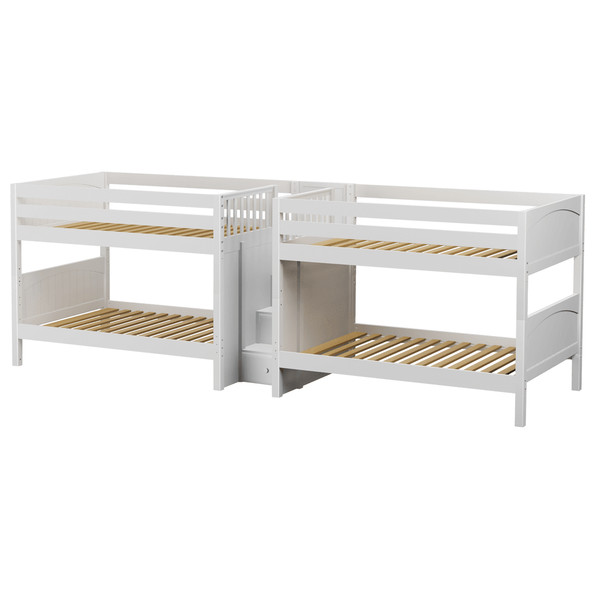 Maxtrix Full Low Quadruple Bunk Bed with Stairs