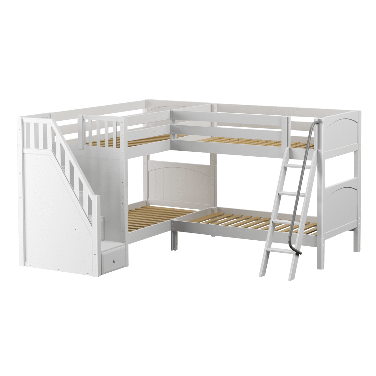 Maxtrix Twin Medium Corner Bunk Bed with Ladder + Stairs - L