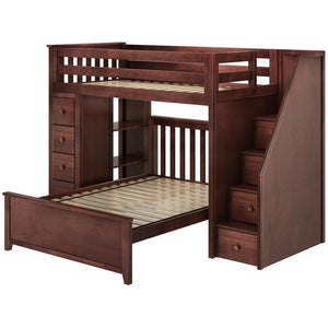 Jackpot Deluxe Oxford Staircase Loft Bed Storage + Full Bed