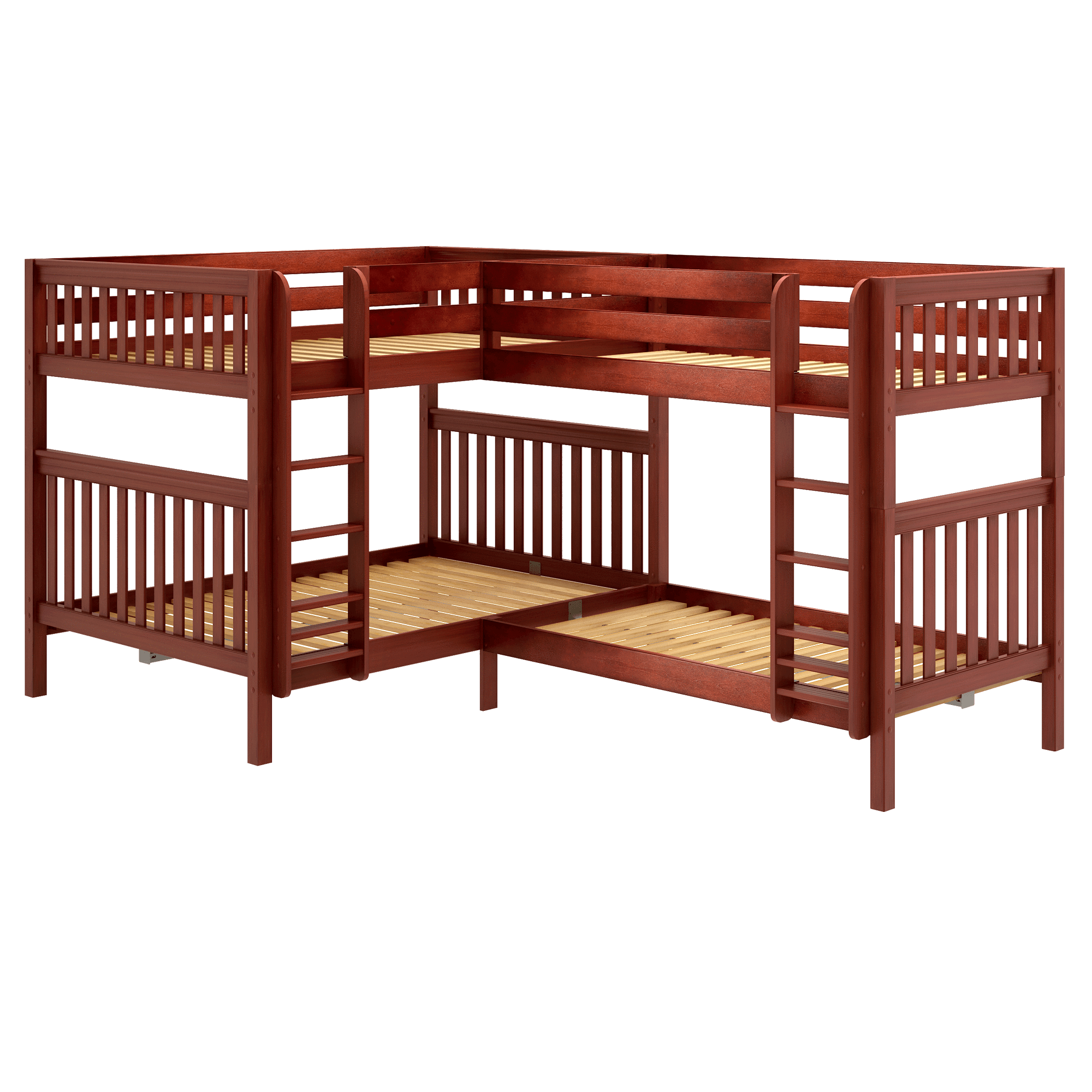 Maxtrix High Corner Bunk Bed - Queen over Queen + Twin XL over Twin XL