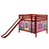 Maxtrix Full Low Bunk Bed with Straight Ladder, Curtain + Slide