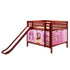 Maxtrix Full Low Bunk Bed with Straight Ladder, Curtain + Slide