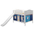 Maxtrix Full Low Bunk Bed with Straight Ladder, Curtain + Slide