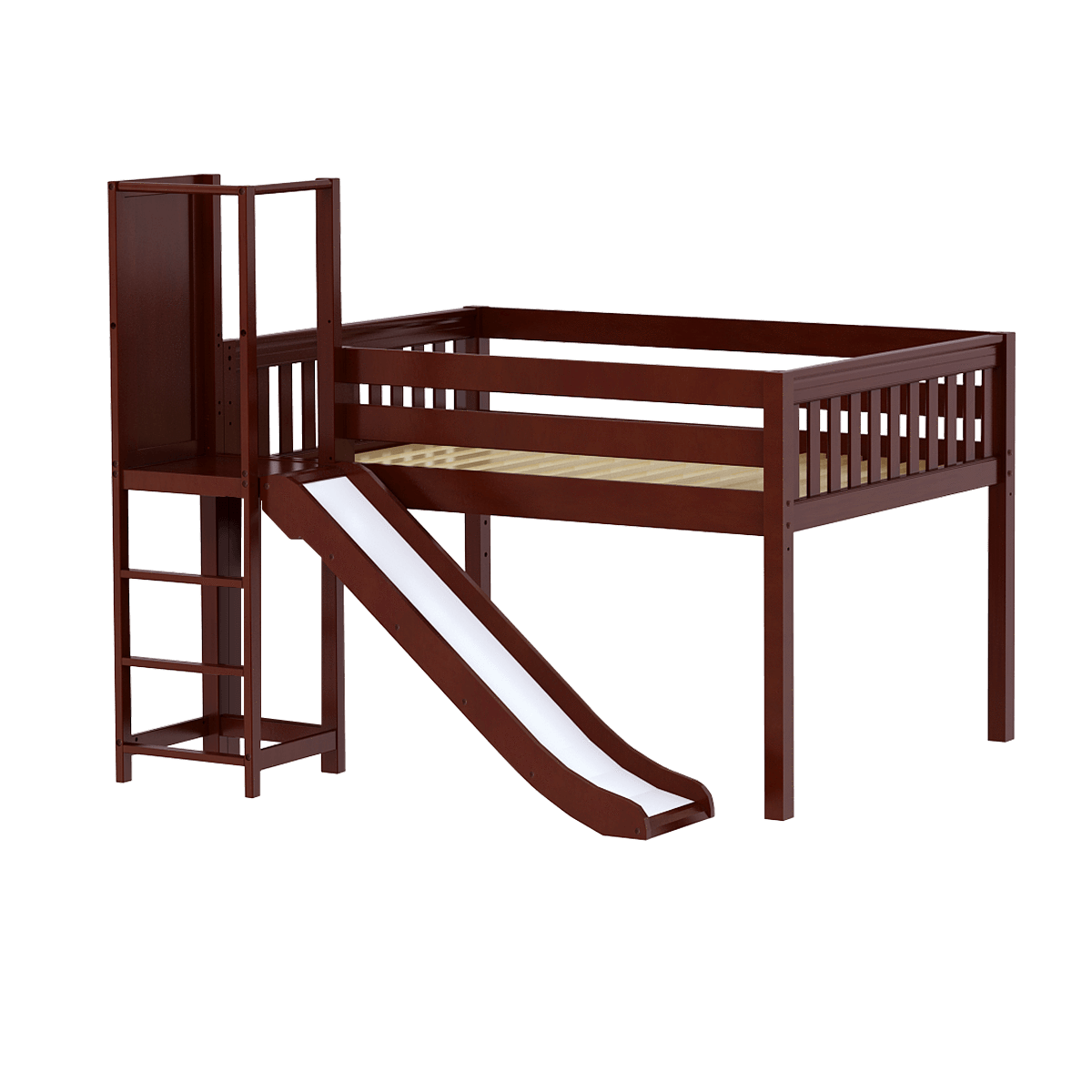 Maxtrix Full Low Loft Bed with Slide Platform