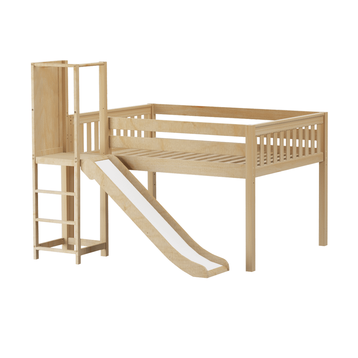 Maxtrix Full Low Loft Bed with Slide Platform