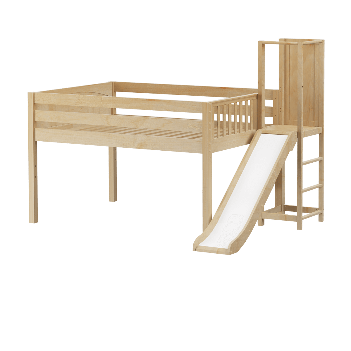 Maxtrix Full Low Loft Bed with Slide Platform