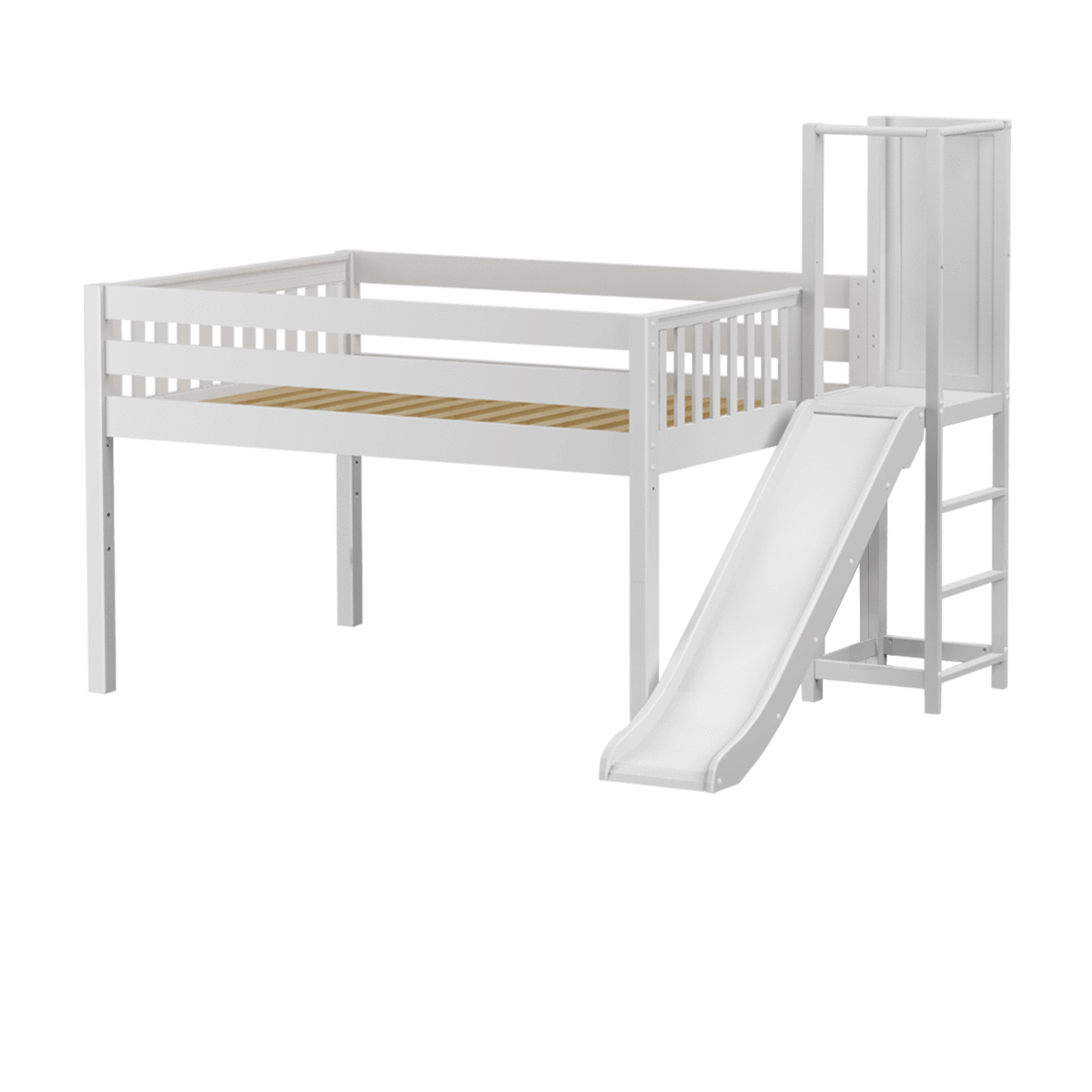 Maxtrix Full Low Loft Bed with Slide Platform